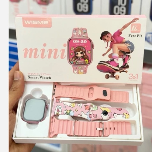 ساعت هوشمند دخترانه زنانه صورتی | پک ۵ عددی همکاران عمده | Wisme x67 mini