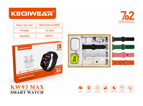 ساعت هوشمند اپل واچ KW93 Max با 7 بند و ایرپاد | پک ۷ بند بهمراه ایرپاد | کیفیت عالی